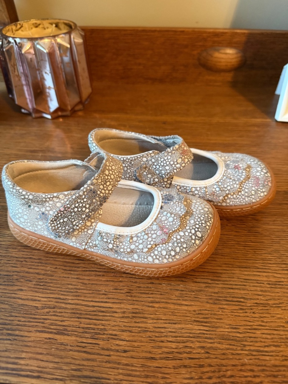 Livie & Luca Cream Sparkle Mary Jane Girls' Dress Shoes - Picture 2 of 4